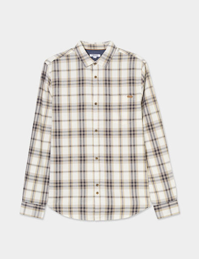 Chemise droite manches retroussées beige homme