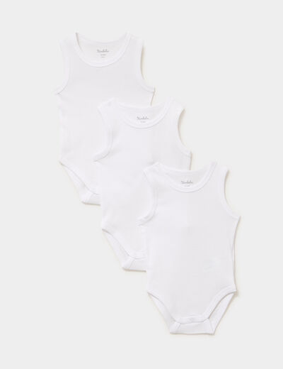 Lot 3 bodies marcels coton sans manches blanc b&eacute;b&eacute;