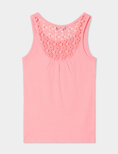 Débardeur côtelé dos macramé Creeks rose fille