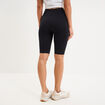Short cycliste de sport c&ocirc;tel&eacute; stretch noir femme