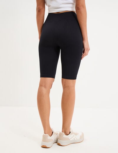 Short cycliste de sport c&ocirc;tel&eacute; stretch noir femme