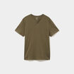 T-shirt manches courtes col tunisien vert kaki homme