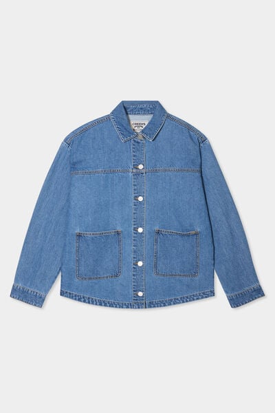 Veste surchemise oversize en jean coton denim stone femme
