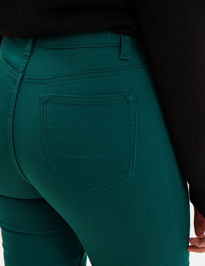 Pantalon slim stretch vert fonc&eacute; femme