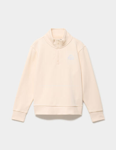 Sweat droit col camionneur Kappa creme fille