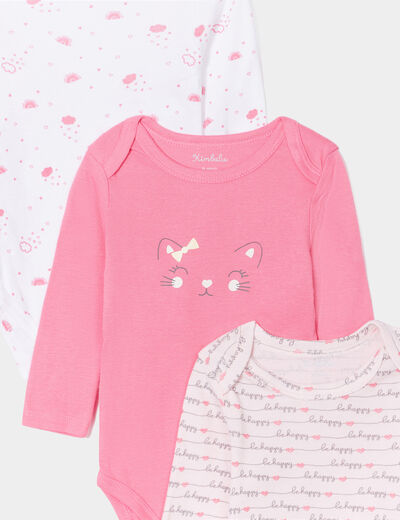 Lot 3 bodies US coton rose fushia bébé fille