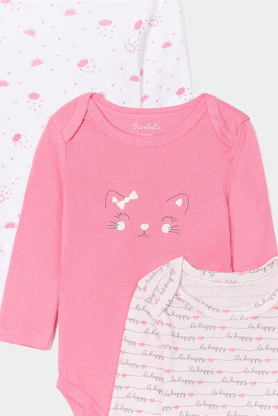 Lot 3 bodies US coton rose fushia bébé fille