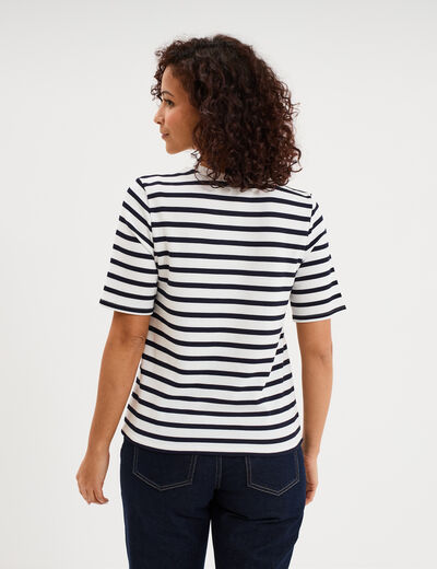 T-shirt marini&egrave;re manches courtes ecru femme