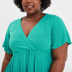 Robe courte évasée col cache-coeur vert femme grande taille