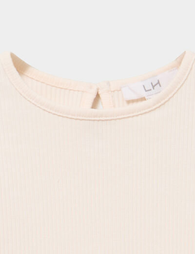 T-shirt c&ocirc;tel&eacute; volants aux &eacute;paules creme b&eacute;b&eacute; fille