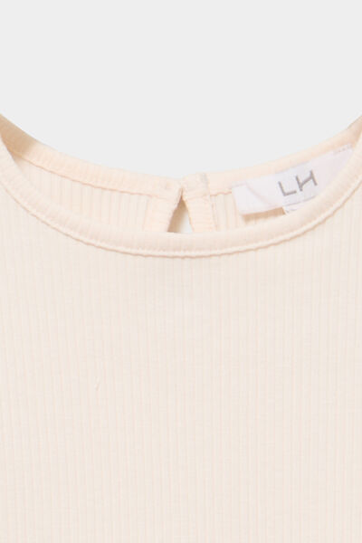 T-shirt c&ocirc;tel&eacute; volants aux &eacute;paules creme b&eacute;b&eacute; fille