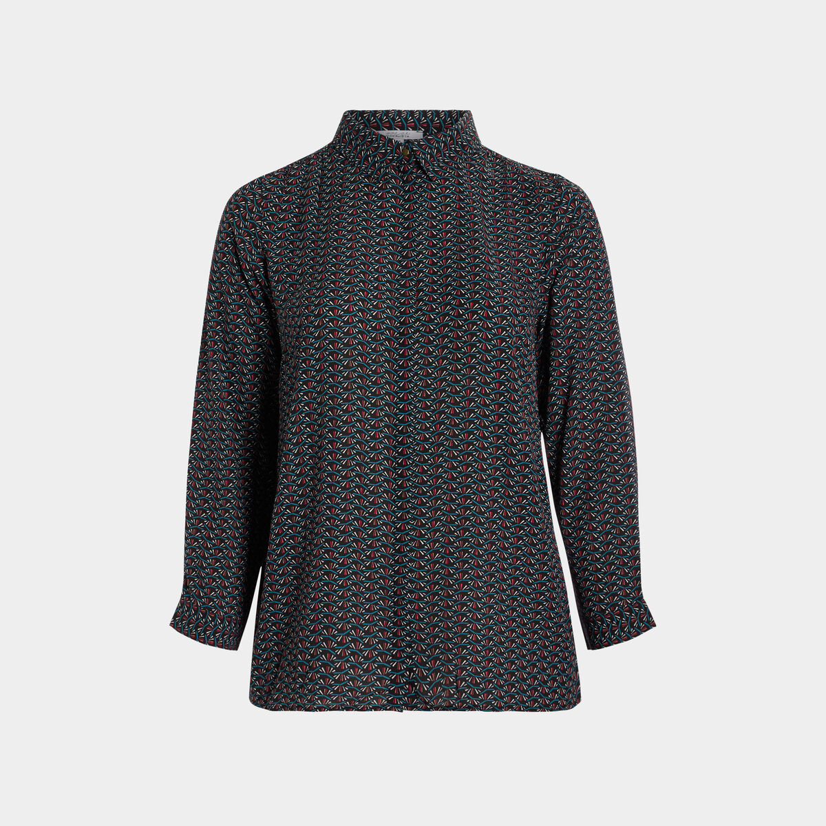 Chemise manches longues coupe ajustée noir femme grande taille