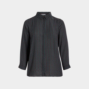 Chemise manches longues coupe ajustée noir femme grande taille