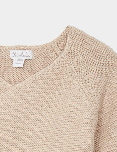 Brassière naissance tricot nouée coton taupe mixte