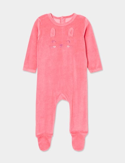 Dors-bien boutonné avec manches longues rose corail bébé fille