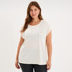 T-shirt droit manches courtes col rond ecru femme grande taille