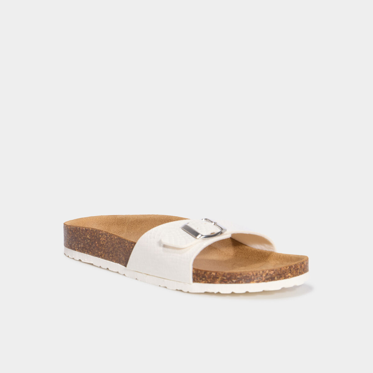 Mules anatomiques &agrave; bride avec boucle blanc femme