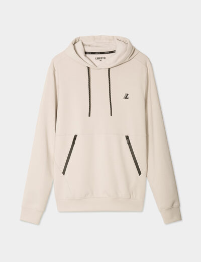 Sweat à capuche hoodie Liberto beige homme