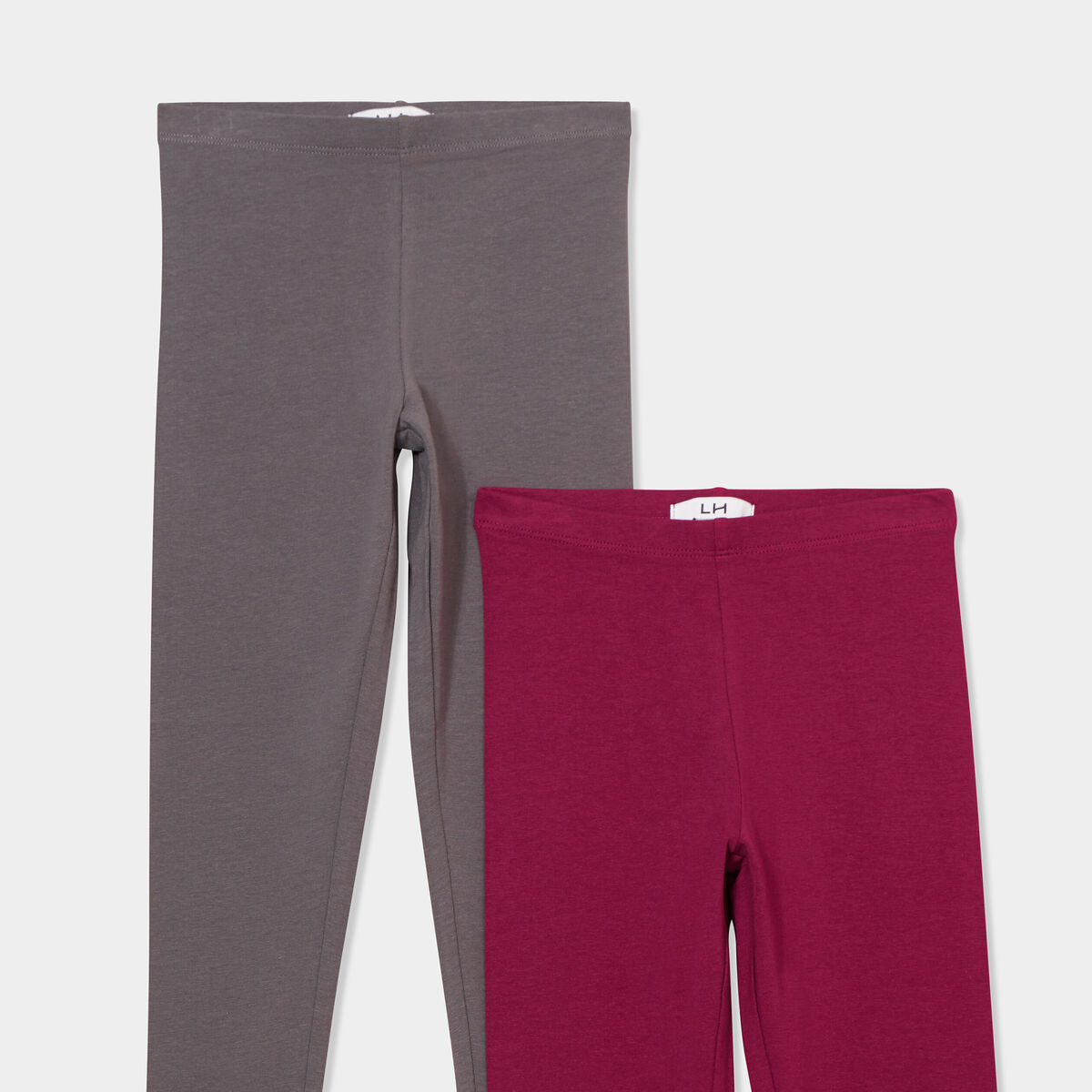 Lot 2 leggings coton gris foncé fille