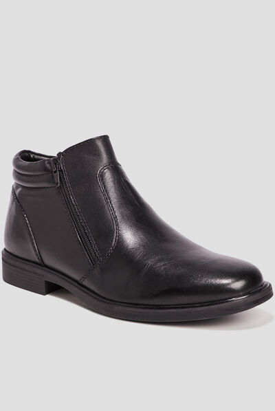 Bottines en cuir noir homme