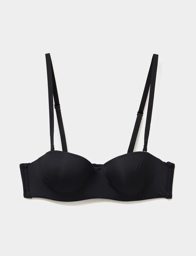 Soutien-gorge bandeau microfibre noir femme