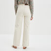 Jeans wide leg taille haute coton ecru femme