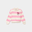 Sweat col chemise manches longues rose fille