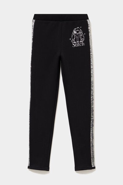 Legging ajust&eacute; &agrave; paillettes Stitch noir fille