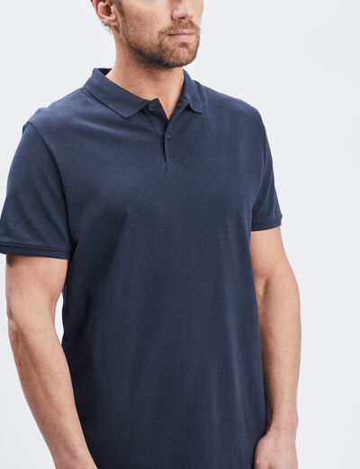 Polo en coton manches courtes bleu marine homme