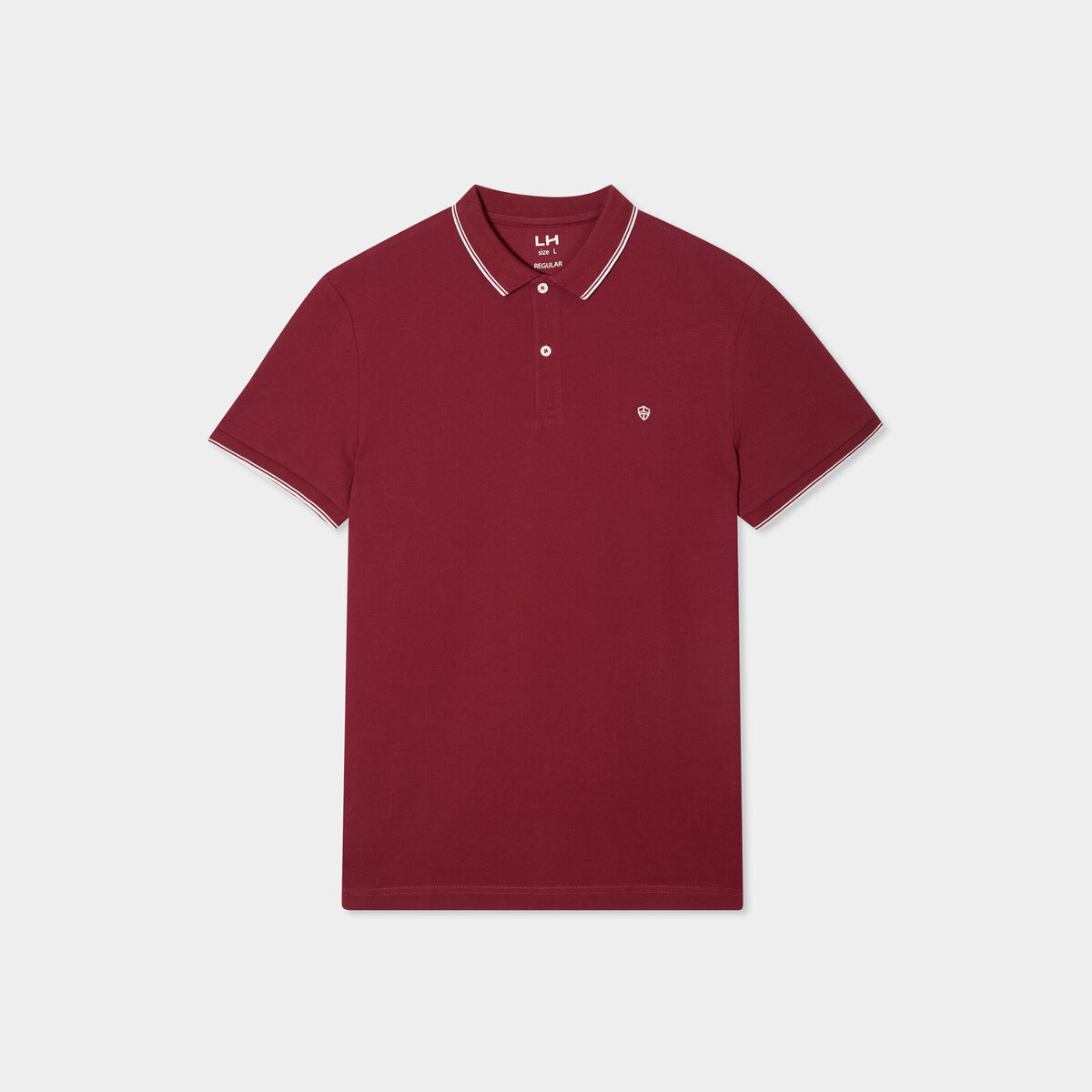 Polo manches courtes bords contrastés bordeaux homme
