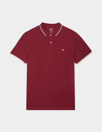 Polo manches courtes bords contrastés bordeaux homme
