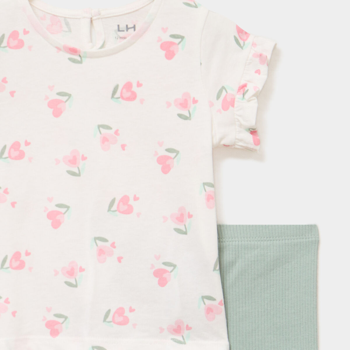 Ensemble 2 pi&egrave;ces legging et t-shirt ecru b&eacute;b&eacute; fille