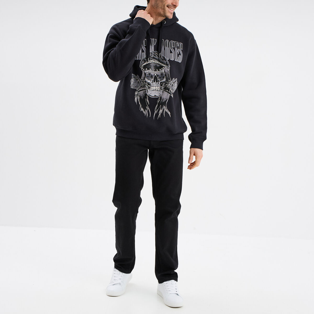 Sweat hoodie &agrave; capuche Guns N' Roses noir homme