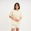 T-shirt droit &agrave; manches courtes coton jaune citron femme