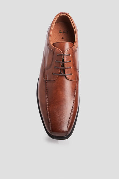 Derbies à lacets à bout carré marron homme