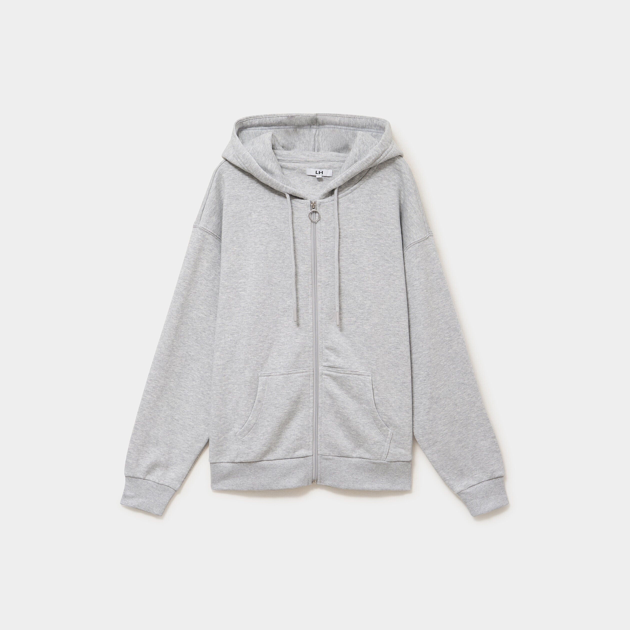 Sweat zippé à capuche gris clair femme LH