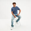 T-shirt slim stretch manches courtes bleu gris homme
