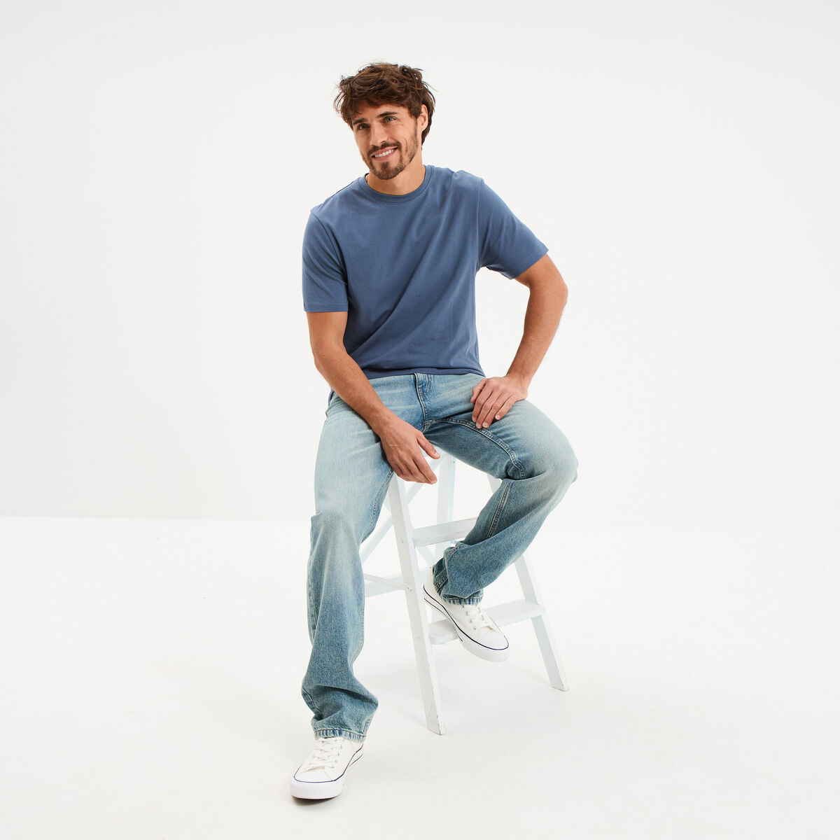 T-shirt slim stretch manches courtes bleu gris homme