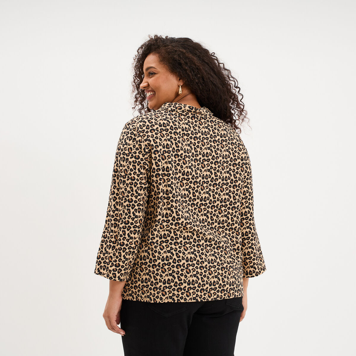 Blouse manches retroussables sable femme grande taille