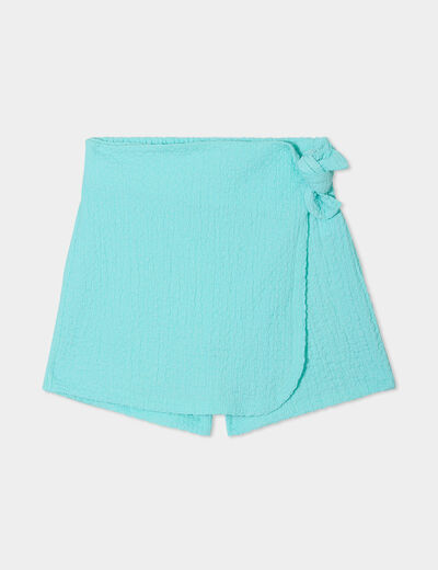 Jupe-short droite bleu turquoise fille