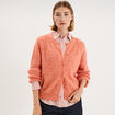 Gilet cardigan col rond boutonn&eacute; rose corail femme
