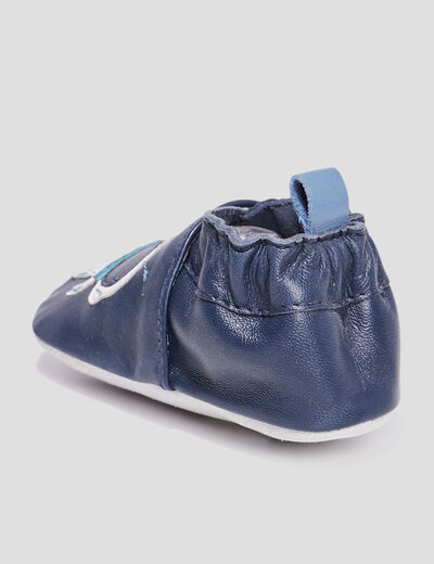Bottillons en cuir bleu marine bébé garçon