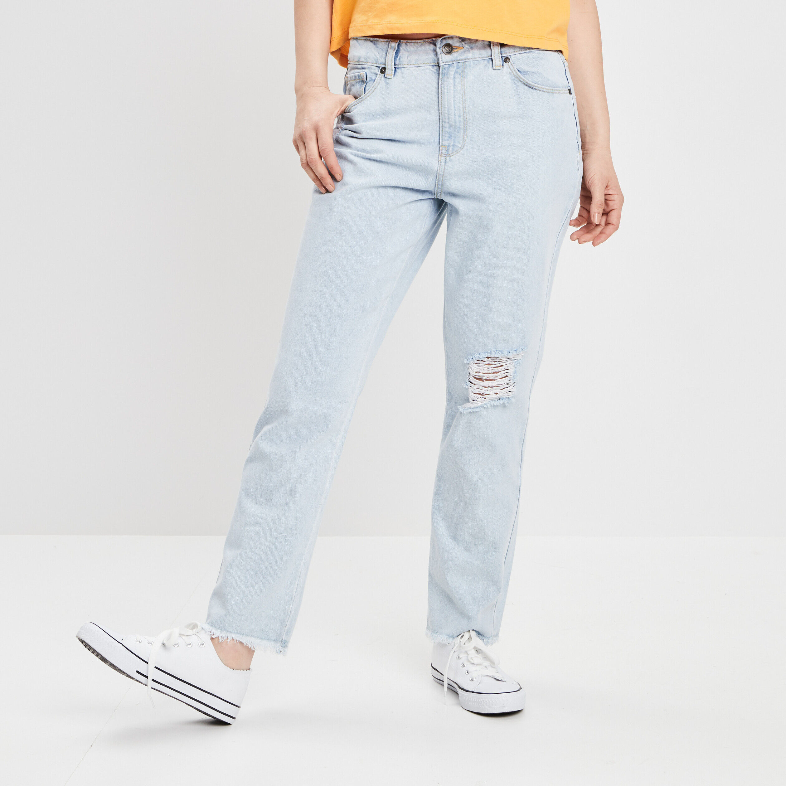 Pantalon mom best sale femme taille haute