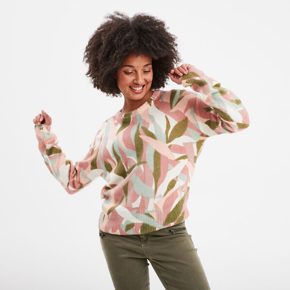 Pull col rond manches longues multicolore femme