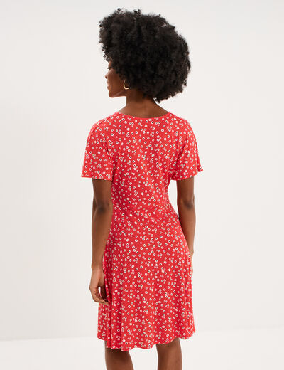 Robe fluide en maille longueur genou rouge coquelicot femme