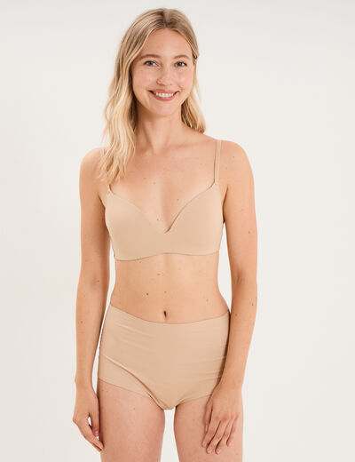 Soutien-gorge triangle bretelles fines beige femme