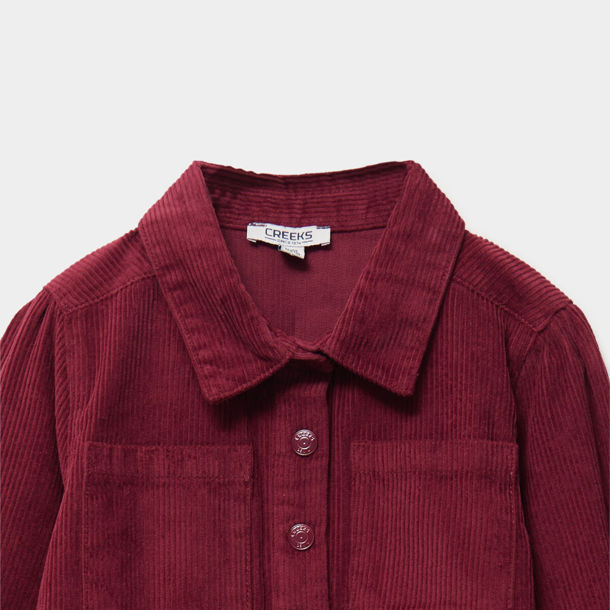 Robe courte effet velours c&ocirc;tel&eacute; coton bordeaux fille