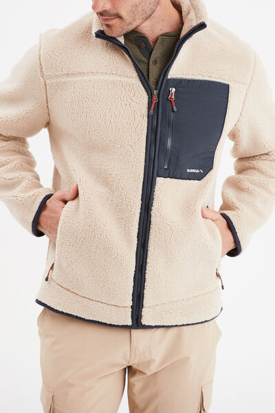 Veste effet sherpa zipp&eacute;e 3 poches beige homme