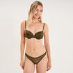Soutien-gorge corbeille padd&eacute; dentelle vert kaki femme