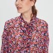 Chemise col lavallière manches longues bleu marine femme